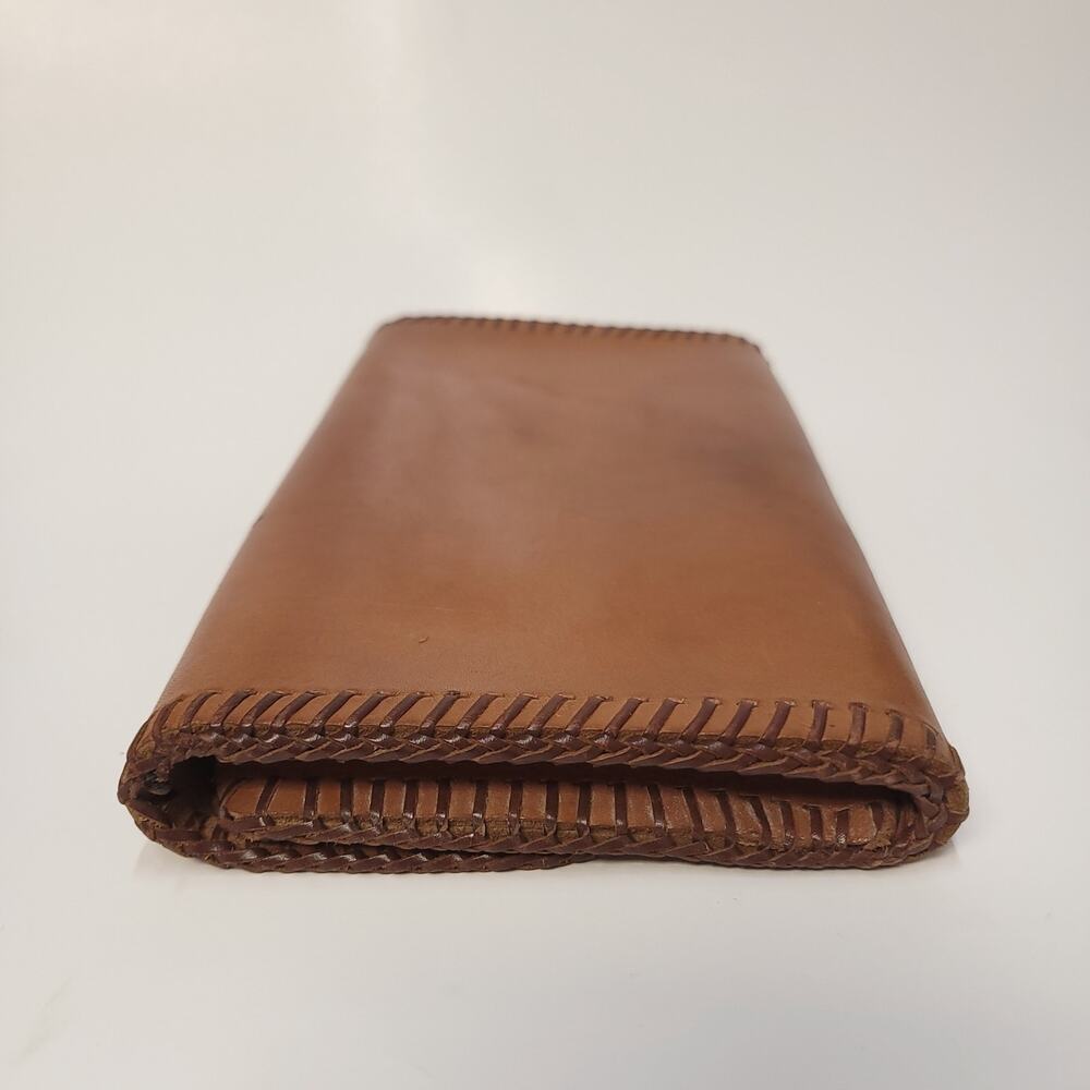 Leather Bag Case Pouch Book Holder Small Pencilcase Artist Brown Embossed Bible - Picture 7 of 11